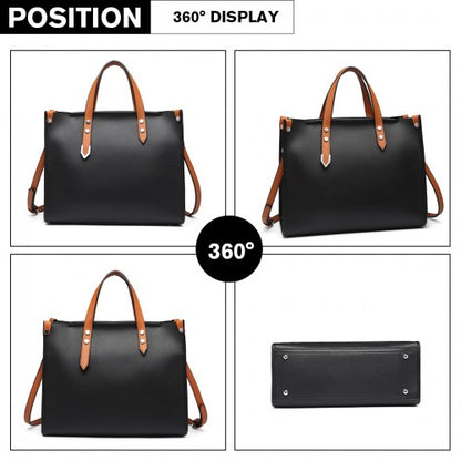 LN1910 - Miss Lulu Structured 2 Piece Shoulder Bag Set - Back