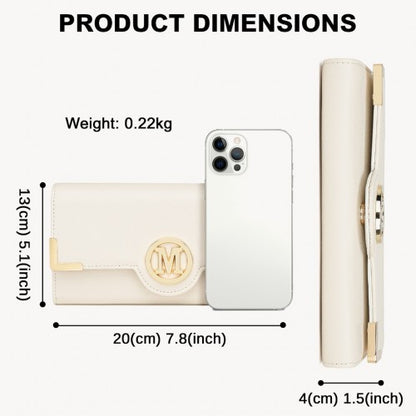 LP2022 - Miss Lulu Leather Look Classic Long Purse - Beige