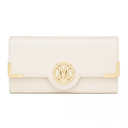 LP2022 - Miss Lulu Leather Look Classic Long Purse - Beige