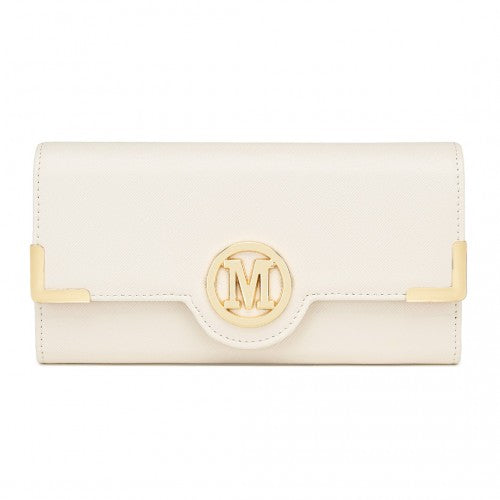 LP2022 - Miss Lulu Leather Look Classic Long Purse - Beige