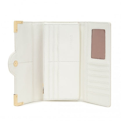 LP2022 - Miss Lulu Leather Look Classic Long Purse - Beige