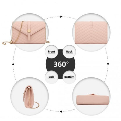 LP2205 - Miss Lulu V-stitched Flap Leather Chain Bag