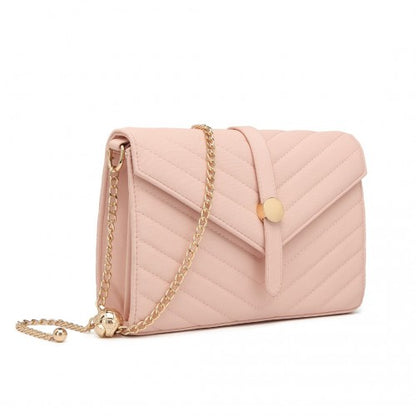 LP2205 - Miss Lulu V-stitched Flap Leather Chain Bag