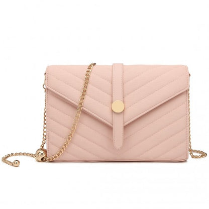 LP2205 - Miss Lulu V-stitched Flap Leather Chain Bag