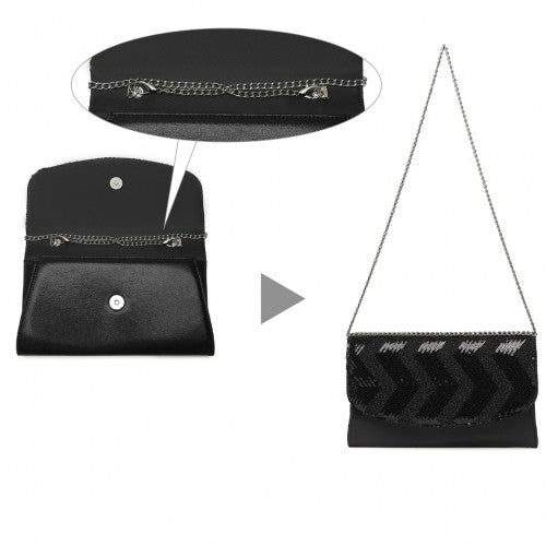 Miss Lulu LP2311 black clutch bag – detail view 8