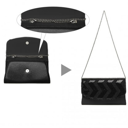 Miss Lulu LP2311 black clutch bag – detail view 8