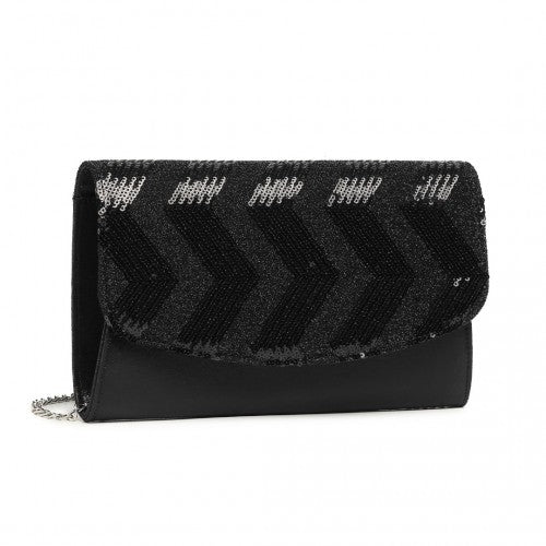 LP2311 - Miss Lulu Gorgeous Sequins Evening Clutch Bag Chain Shoulder Bag
