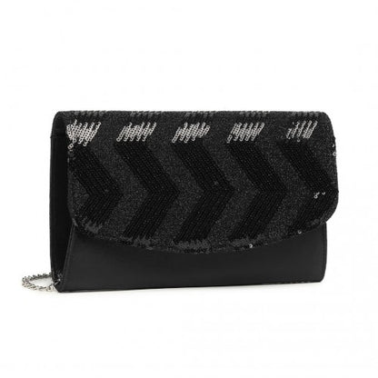 LP2311 - Miss Lulu Gorgeous Sequins Evening Clutch Bag Chain Shoulder Bag