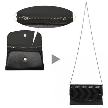 Miss Lulu LP2311 black clutch bag – detail view 9