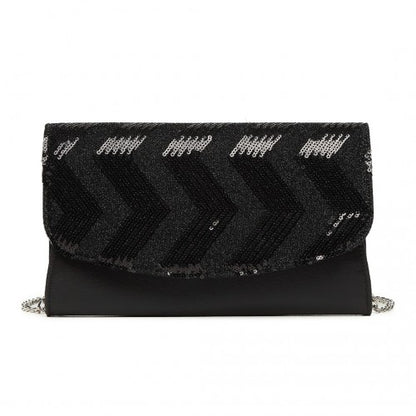 Miss Lulu LP2311 black clutch bag – detail view 6