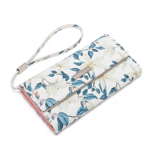 Easy Luggage LP2353F - Miss Lulu Ladies' Flower Printed PU Leather Long Purse - Beige