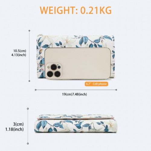 Easy Luggage LP2353F - Miss Lulu Ladies' Flower Printed PU Leather Long Purse - Beige