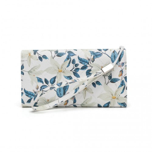 Easy Luggage LP2353F - Miss Lulu Ladies' Flower Printed PU Leather Long Purse - Beige