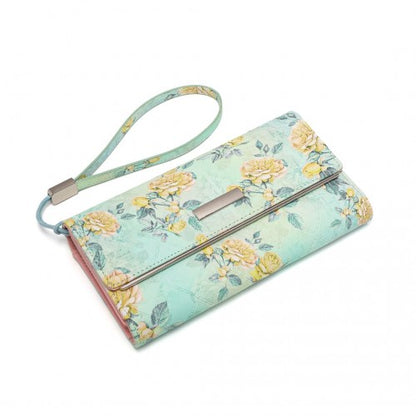 LP2353F - Miss Lulu Ladies' Flower Printed PU Leather Long Purse - Green