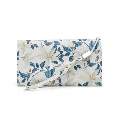 LP2353F - Miss Lulu Ladies' Flower Printed PU Leather Long Purse - Beige