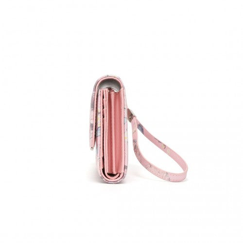 Easy Luggage LP2353F - Miss Lulu Ladies' Flower Printed PU Leather Long Purse - Pink