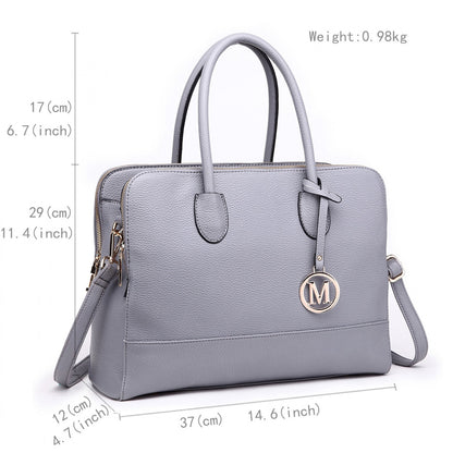 LT1726 - Miss Lulu Textured PU Leather Medium Size Classic Tote Bag Shoulder Bag