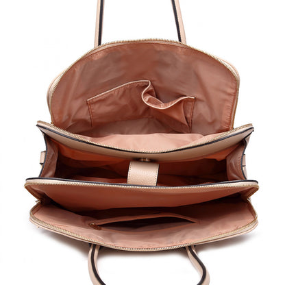 LT1726 - Miss Lulu Textured PU Leather Medium Size Classic Tote Bag Shoulder Bag