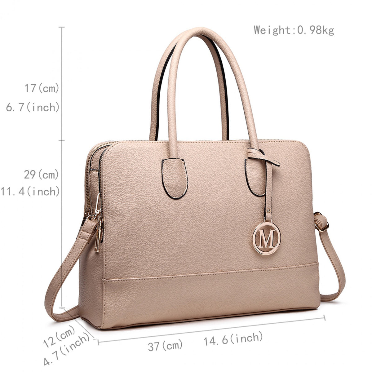 LT1726 - Miss Lulu Textured PU Leather Medium Size Classic Tote Bag Shoulder Bag