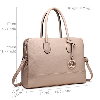LT1726 - Miss Lulu Textured PU Leather Medium Size Classic Tote Bag Shoulder Bag