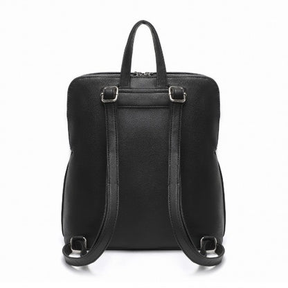 LT2354 - Miss Lulu Chic Minimalist PU Leather Backpack - Black