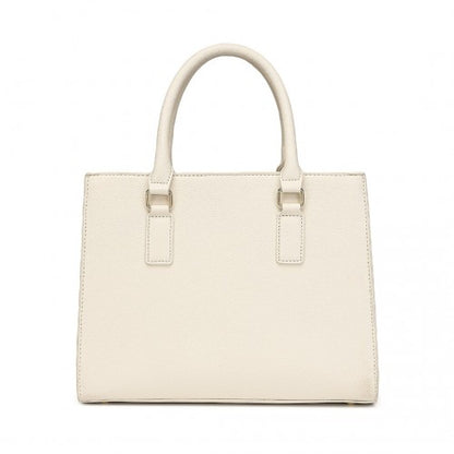 LT2357 - Miss Lulu Chic V-Quilted PU Leather Sophisticated Handbag - Beige