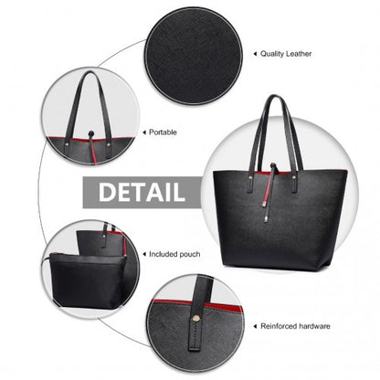 Miss Lulu LT6628-1 black tote bag – detail view 9
