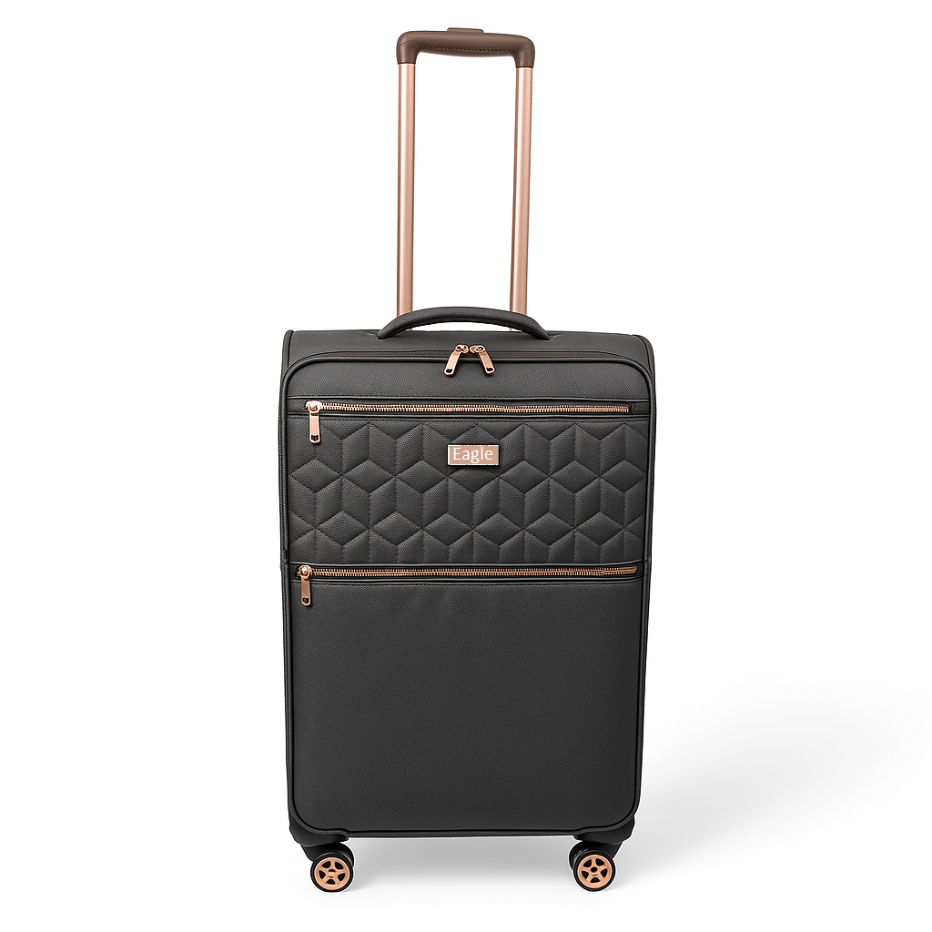 EAGLE Skyper Expandable Softshell Luggage – Super Light, 8-Wheel Spinner - Grey