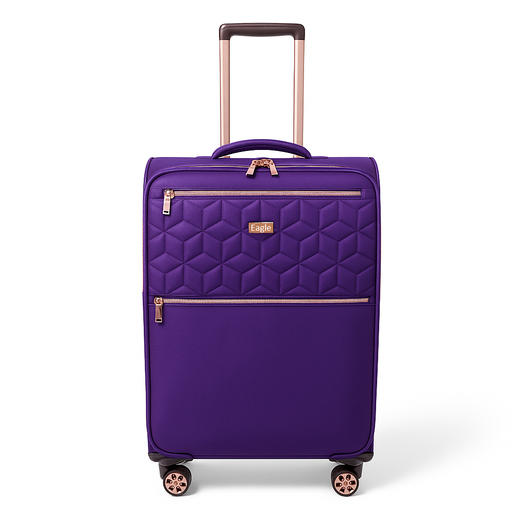 EAGLE Skyper Expandable Softshell Luggage – Super Light, 8-Wheel Spinner - Purple