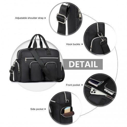 MSK2436 - Kono Large Capacity Travel Bag with Multiple Zippered Pockets Perfect For Daily Use - Black