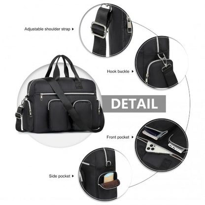 MSK2436 - Kono Large Capacity Travel Bag with Multiple Zippered Pockets Perfect For Daily Use - Black