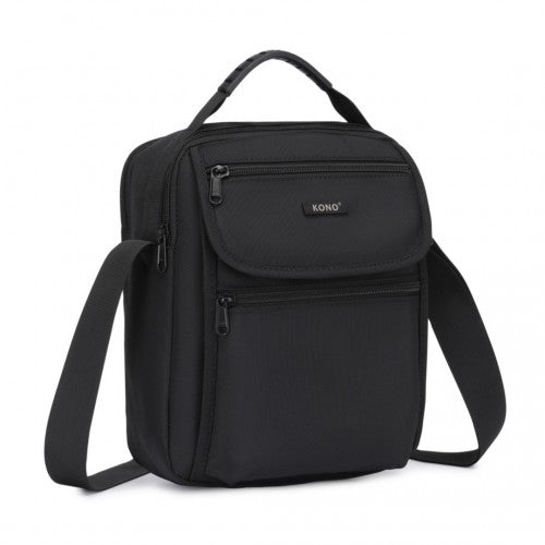 MSK2446 - Kono Durable Men's Crossbody Shoulder Bag with Multiple Pockets - Messenger Bag for Travel, Work, and Daily Use - Black