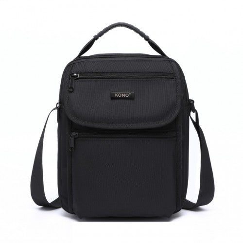 MSK2446 - Kono Durable Men's Crossbody Shoulder Bag with Multiple Pockets - Messenger Bag for Travel, Work, and Daily Use - Black