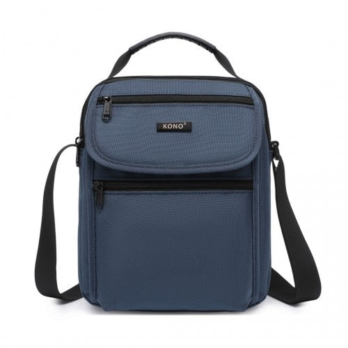 MSK2446 - Kono Durable Men's Crossbody Shoulder Bag with Multiple Pockets - Messenger Bag for Travel, Work, and Daily Use - Navy