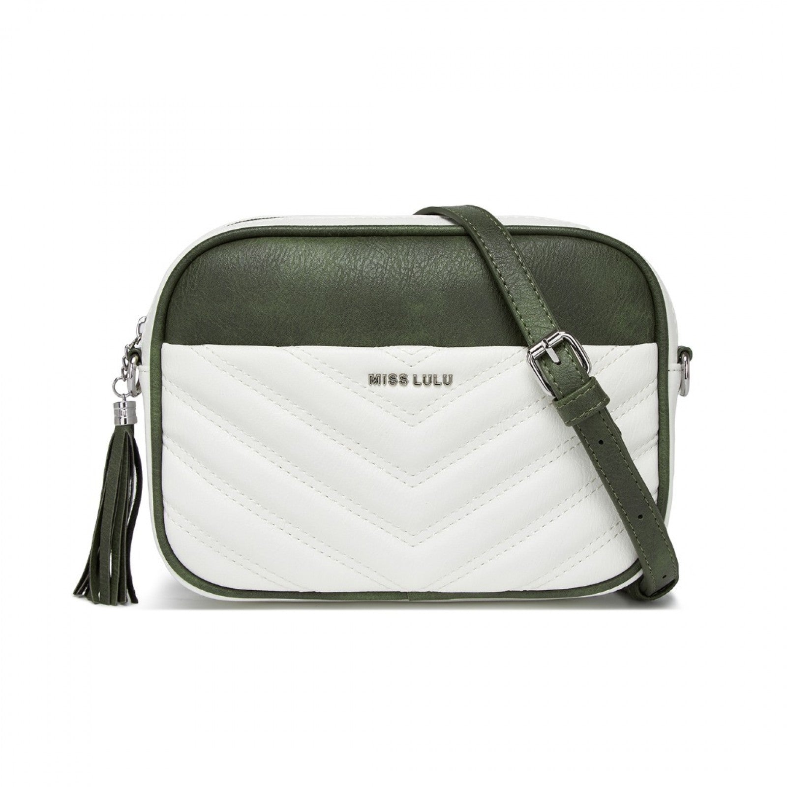Miss Lulu MSM2460 white and green crossbody bag – detail view 8