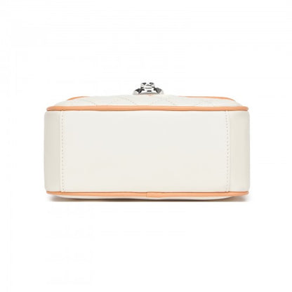 MSM2507 - Miss Lulu Practical Quilted PU Leather Crossbody Handbag with Secure Lock and Everyday Storage - Beige