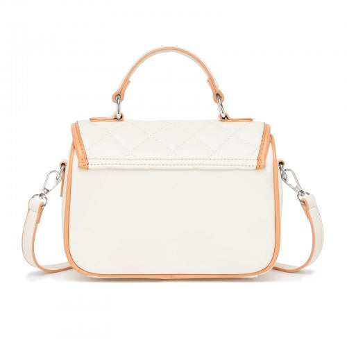 MSM2507 - Miss Lulu Practical Quilted PU Leather Crossbody Handbag with Secure Lock and Everyday Storage - Beige