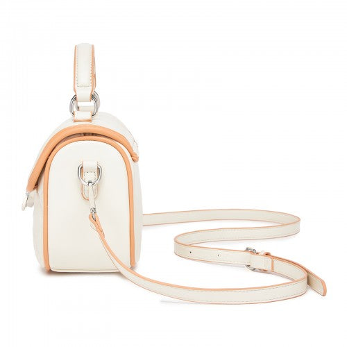 MSM2507 - Miss Lulu Practical Quilted PU Leather Crossbody Handbag with Secure Lock and Everyday Storage - Beige