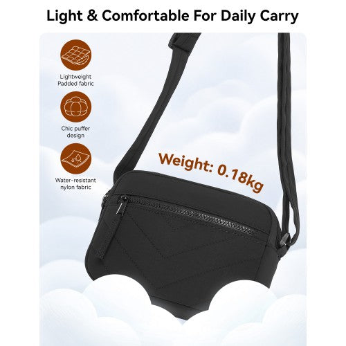MSM2619 - Miss Lulu Women’s Crossbody Bag, Multi‑Zip Pockets Compact Daily Shoulder Bag