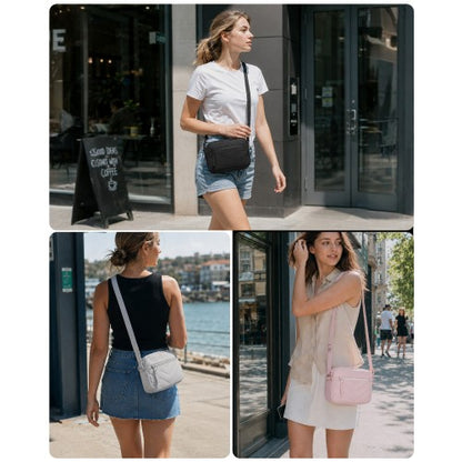 MSM2619 - Miss Lulu Women’s Crossbody Bag, Multi‑Zip Pockets Compact Daily Shoulder Bag