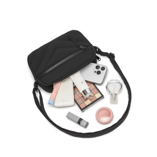 MSM2619 - Miss Lulu Women’s Crossbody Bag, Multi‑Zip Pockets Compact Daily Shoulder Bag