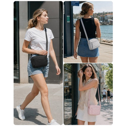 MSM2619 - Miss Lulu Women’s Crossbody Bag, Multi‑Zip Pockets Compact Daily Shoulder Bag