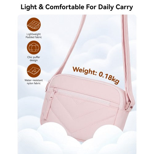 MSM2619 - Miss Lulu Women’s Crossbody Bag, Multi‑Zip Pockets Compact Daily Shoulder Bag