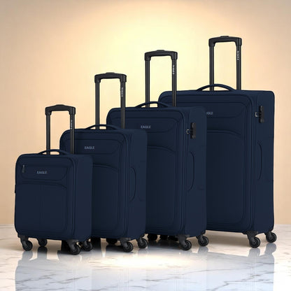 Eagle Super Lightweight 4 Wheels Spinner Soft Shell Expandable Luggage Navy