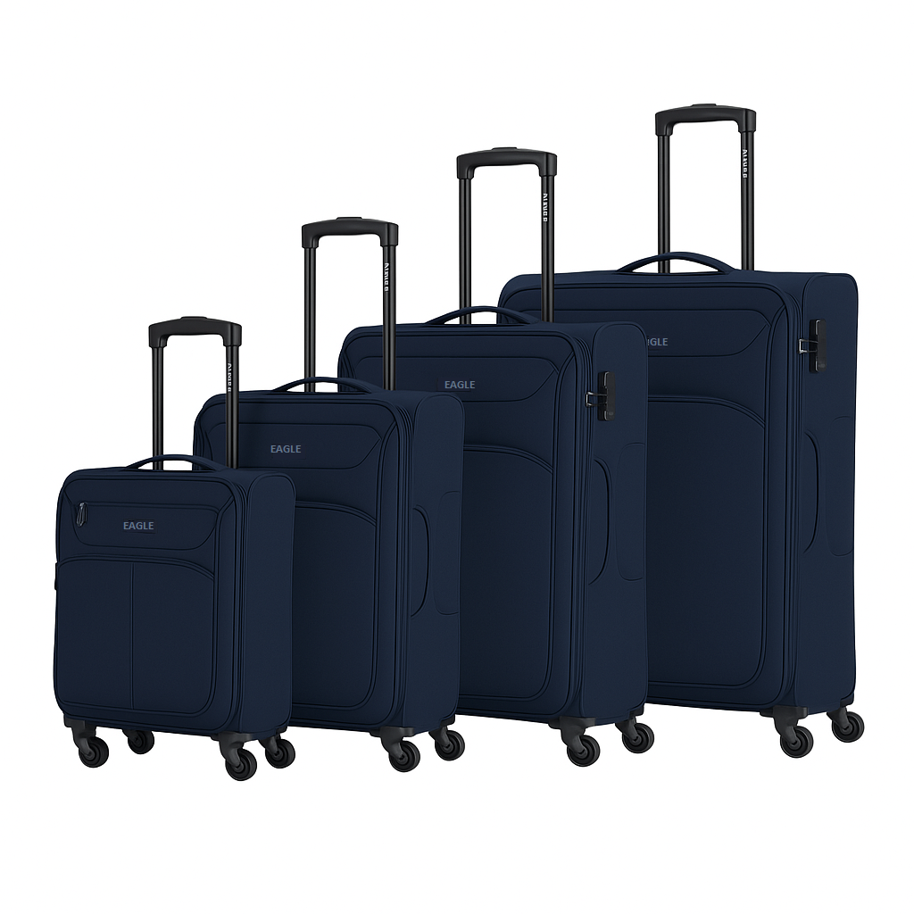 Eagle Super Lightweight 4 Wheels Spinner Soft Shell Expandable Luggage Navy