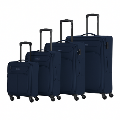 Eagle Super Lightweight 4 Wheels Spinner Soft Shell Expandable Luggage Navy
