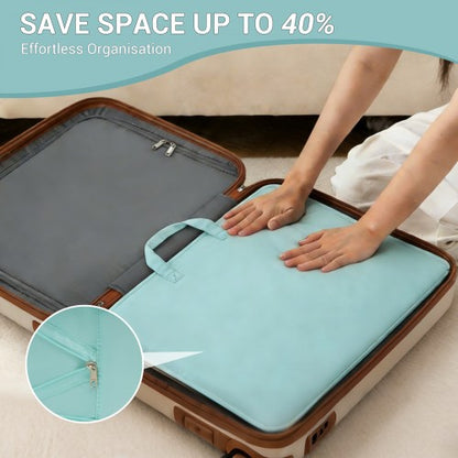 POK2523 - Kono 6-in-1 Hanging Travel Organiser Bag, Portable Foldable Packing Cubes Set with Trolley Sleeve - Blue