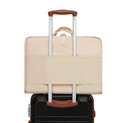POK2523 - Kono 6-in-1 Hanging Travel Organiser Bag, Portable Foldable Packing Cubes Set with Trolley Sleeve - Beige