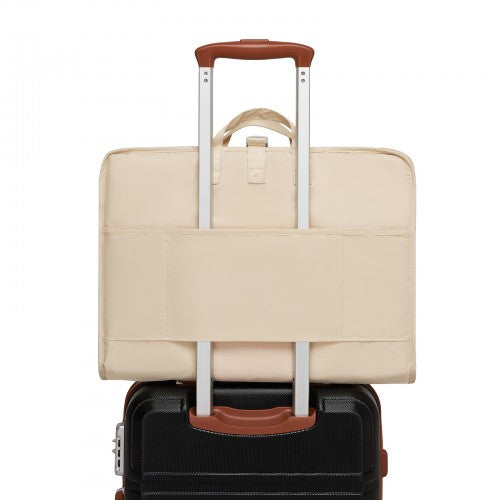 POK2523 - Kono 6-in-1 Hanging Travel Organiser Bag, Portable Foldable Packing Cubes Set with Trolley Sleeve - Beige