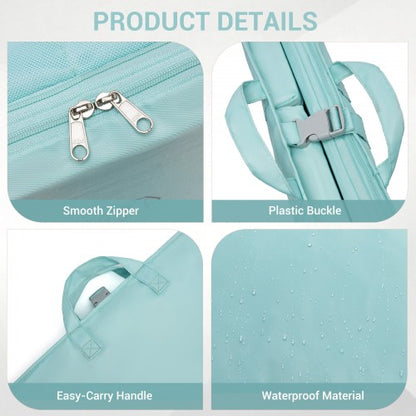 POK2523 - Kono 6-in-1 Hanging Travel Organiser Bag, Portable Foldable Packing Cubes Set with Trolley Sleeve - Blue